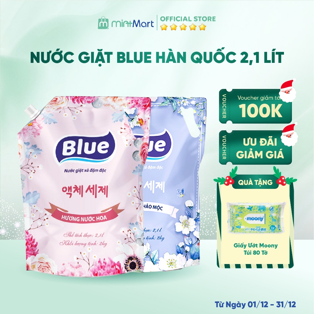 [Chính hãng] Nước giặt Blue Hàn Quốc túi 2,1 lít, sạch sâu thơm lâu