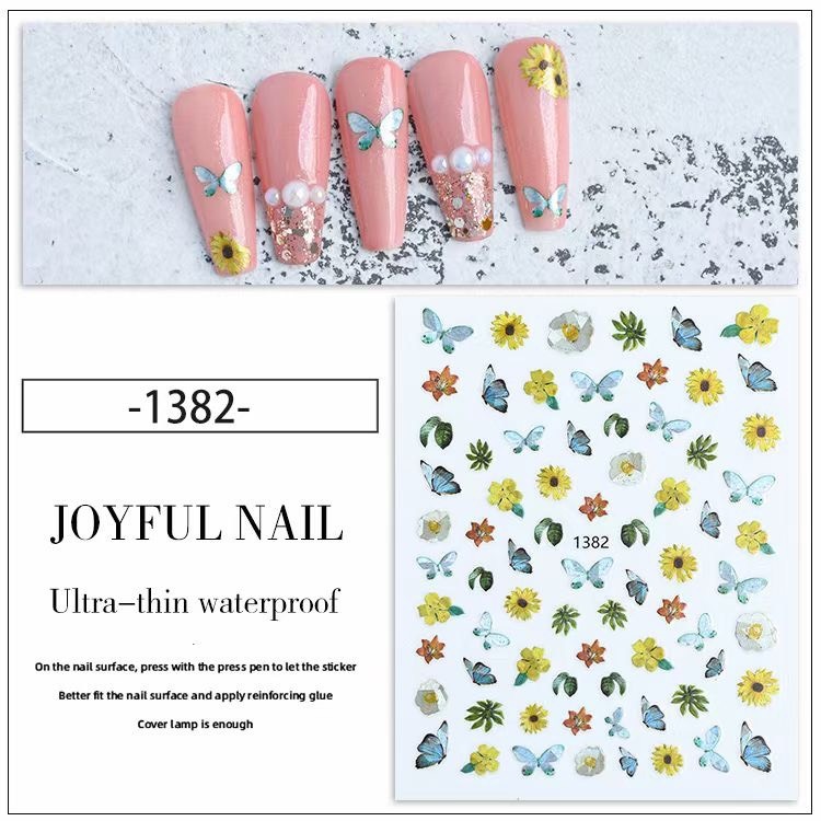 Sticker trang trí móng hình Hoa, bướm - Sushi Nail Mi