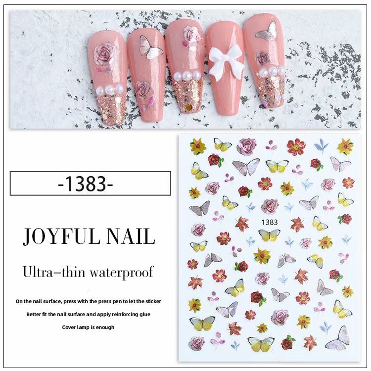 Sticker trang trí móng hình Hoa, bướm - Sushi Nail Mi