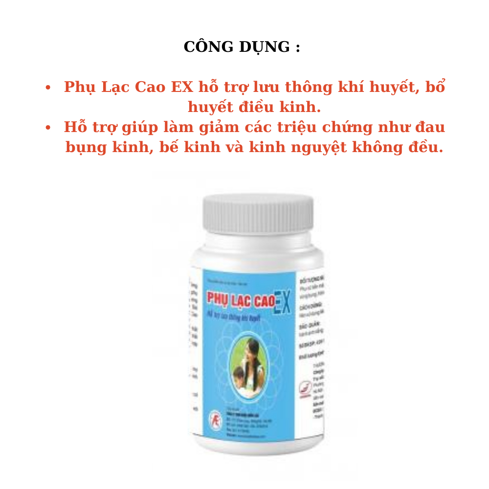 Phụ Lạc Cao EX - Hỗ Trợ Điều Trị Lạc Nội Mạc Tử Cung,Đau Bụng Kinh,Vô Sinh