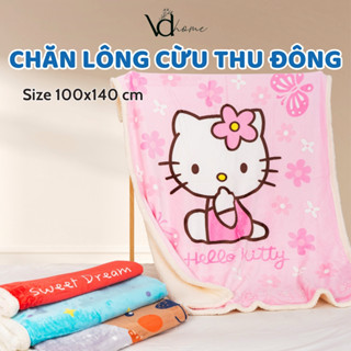 Chăn mùa đông cho bé lông cừu 1mx1m4, mền lông cừu mềm mịn mặt hình thú lông tuyết phù hợp bé 2 đến 6 tuổi VDhome