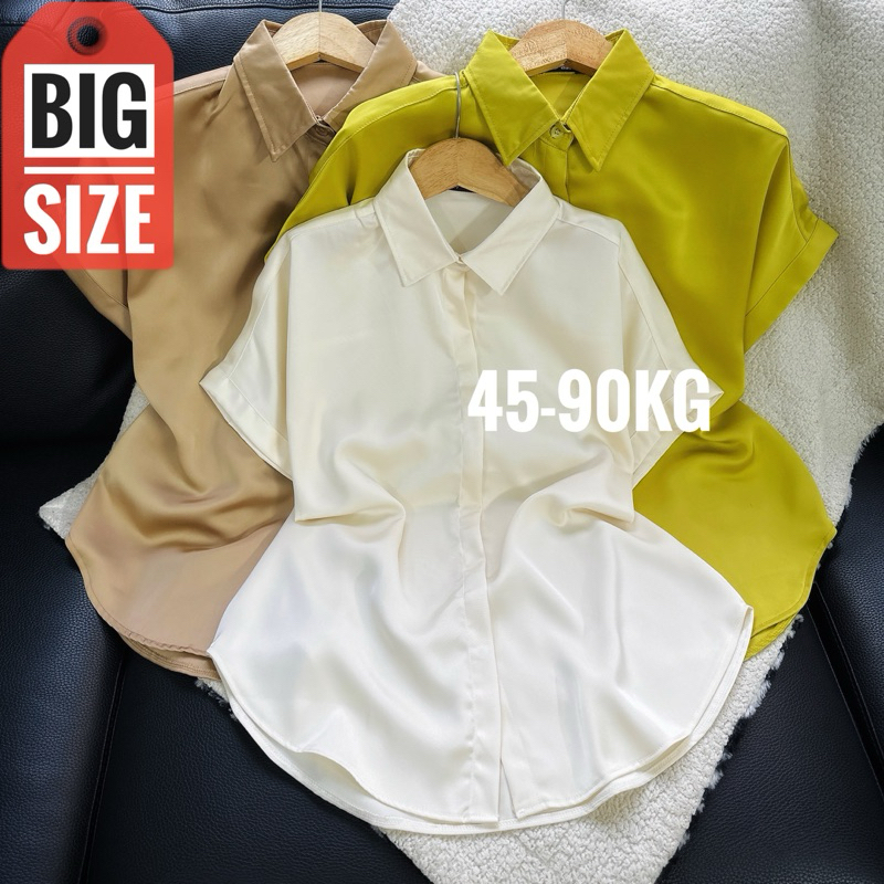 LỤA MỊN MÁT TAY NGẮN, Áo Sơ Mi Nữ tay cánh dơi Big Size, Đủ Size