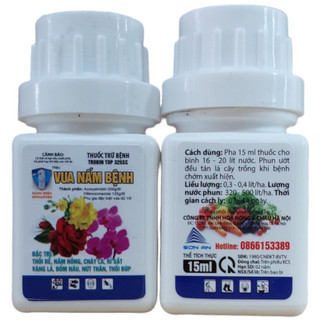 Thuốc trừ bệnh cây trồng vua nấm bệnh 15ml; thuốc trừ bệnh sinh học, thuốc trừ bệnh mai vàng; hoa hồng,lan, hoa giấy