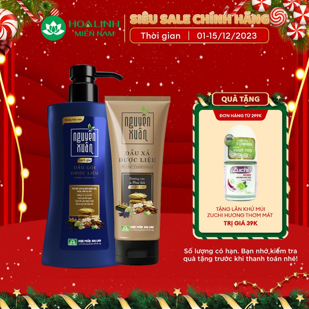 Bộ Dầu gội 350ml và Dầu xả 150ml Nguyên Xuân sạch gàu - Dành cho tóc gàu, ngứa