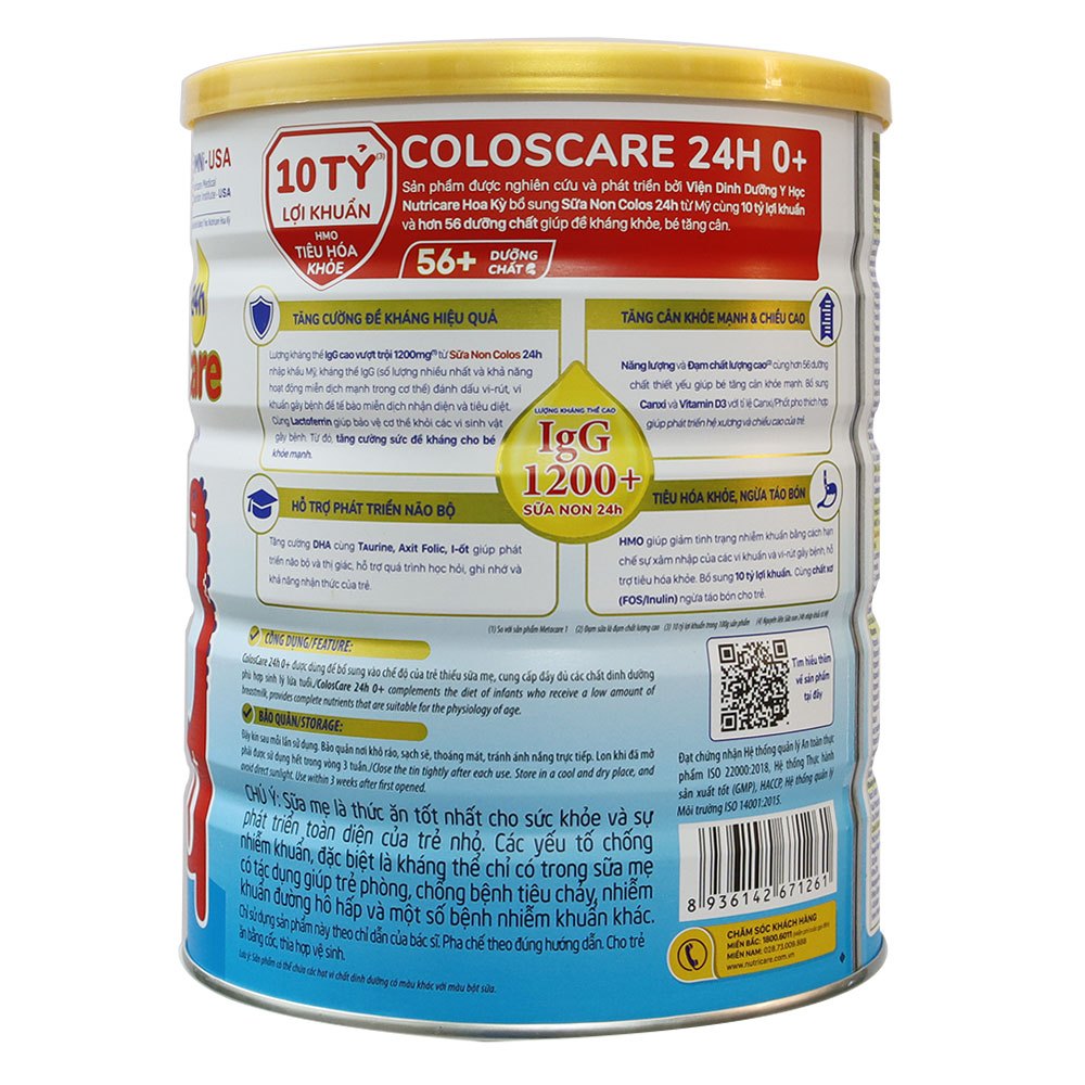 Sữa ColosCare 0+ 1200 igG 800g