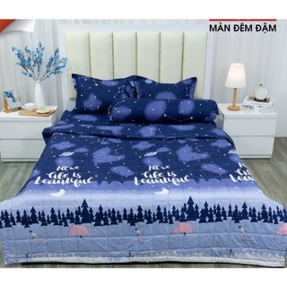 Bộ ga gối poly 1,6m doremon xanh