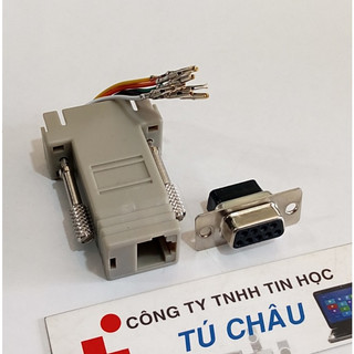 Đầu Com ra Lan: Đầu Com 9 Kim đực / Com 9 Lổ cái (DB9 - Hai hàng) ra Lan (RJ45)