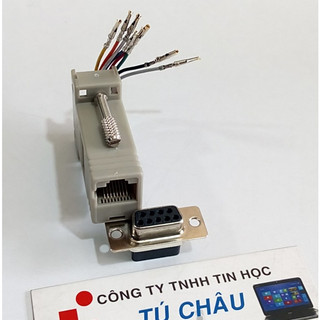 Đầu Com ra Lan: Đầu Com 9 Kim đực / Com 9 Lổ cái (DB9 - Hai hàng) ra Lan (RJ45)
