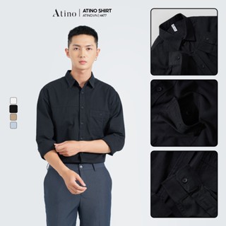  Áo Sơ Mi Nam Trơn ATINO Vải Cotton 100% mềm mịn thoáng mát Form Regular SM4.4477 