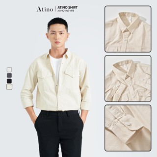  Áo Sơ Mi Nam Trơn ATINO Vải Cotton 100% mềm mịn thoáng mát Form Regular SM4.4478 