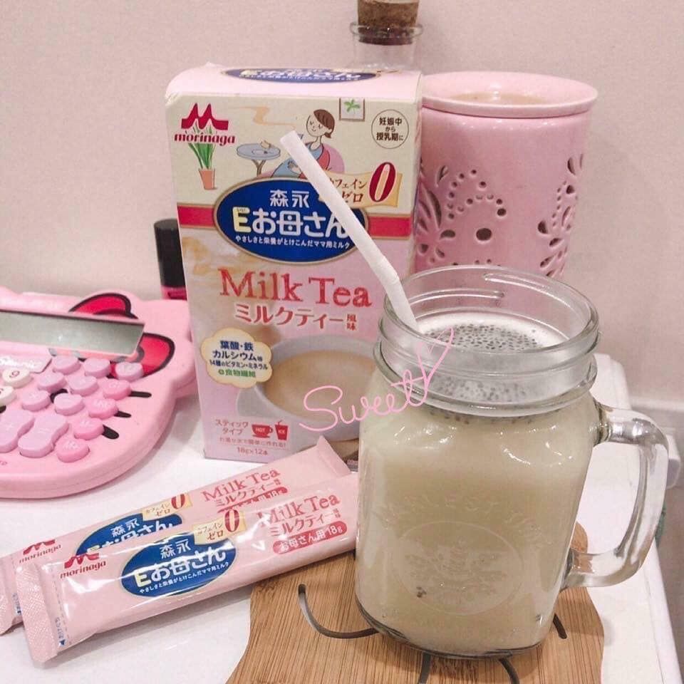 Sữa bầu Morinaga Nội địa Nhật 3 vị Matcha, Cafe, Milk Tea hộp 216g 12 gói