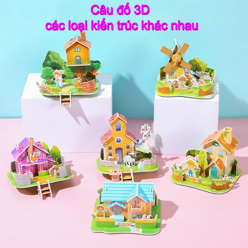 Bộ mô hình nhựa 3D/Mô hình xếp hình 3D/Bộ mô hình lắp ráp mô hình nhà 3D bằng xốp - Đồ chơi sáng tạo
