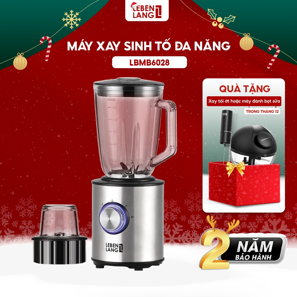 Máy xay sinh tố LEBENLANG gồm 2 cối xay tích hợp bình chứa dung tích 1,5l, công suất 800W, LBMB6028-hàng chính hãng