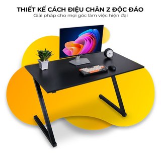 Bàn làm việc văn phòng chân sắt chữ z, mặt gỗ mdf cao cấp - fufutech
