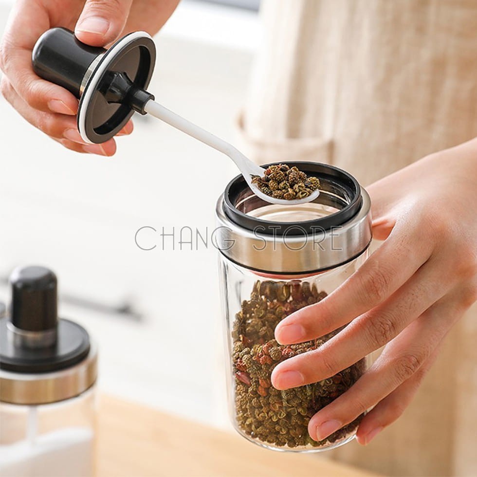 Lọ Đựng Gia Vị, Hũ Đựng Gia Vị Kèm Muỗng Mẫu Mới 2021 Siêu Tiện Lợi Nhà Melli