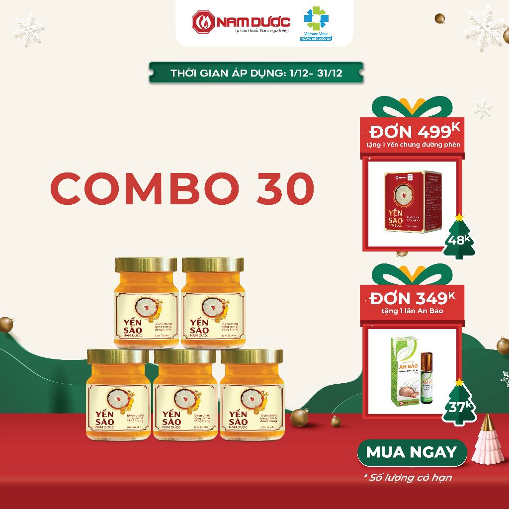 Yến sào Nam Dược lọ 70ml tổ yến chưng hồng sâm đông trùng hạ thảo bồi bổ, tăng sức đề kháng