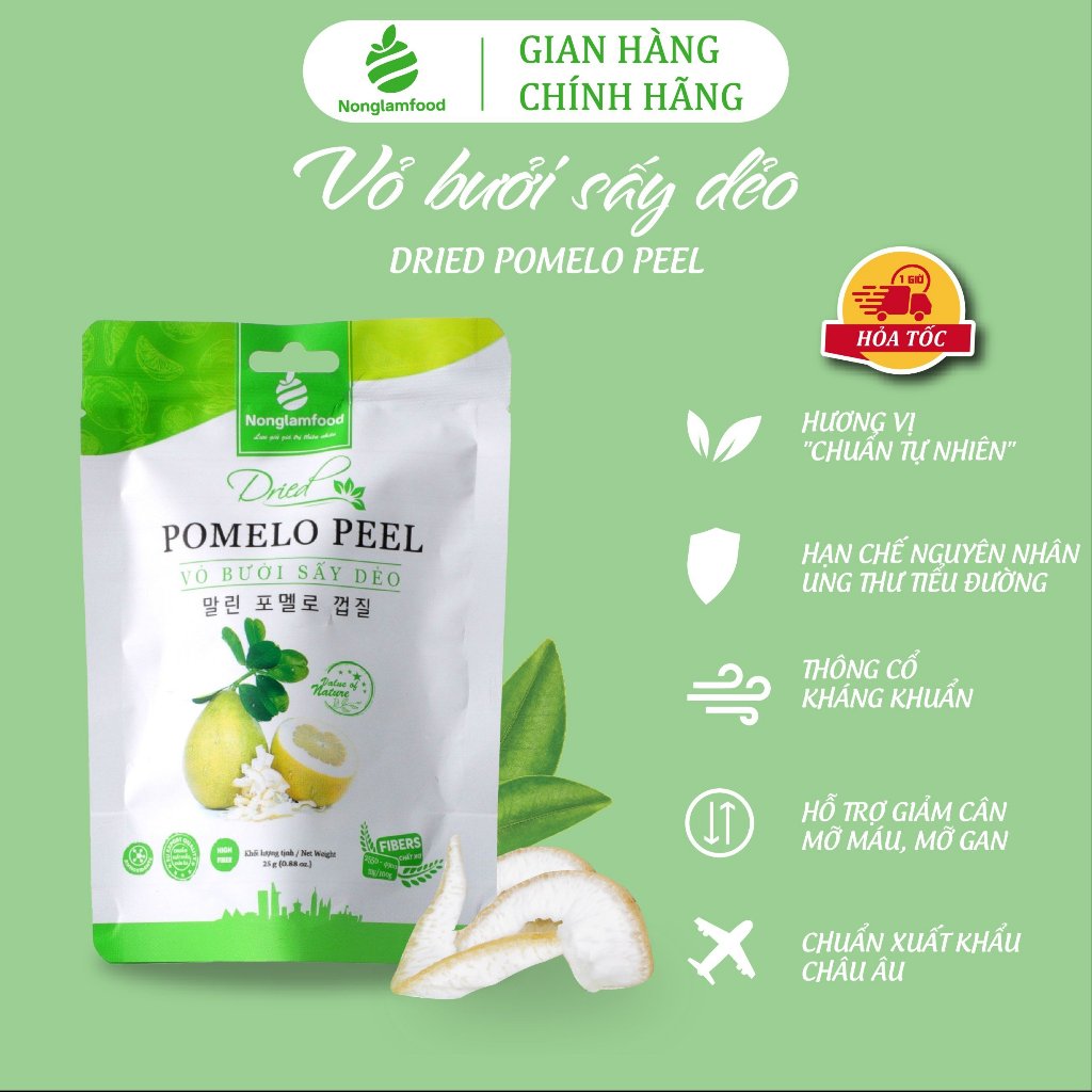 Vỏ Bưởi Sấy Dẻo Nonglamfood 25g | Healthy Snack | Ăn vặt hỗ trợ giảm cân