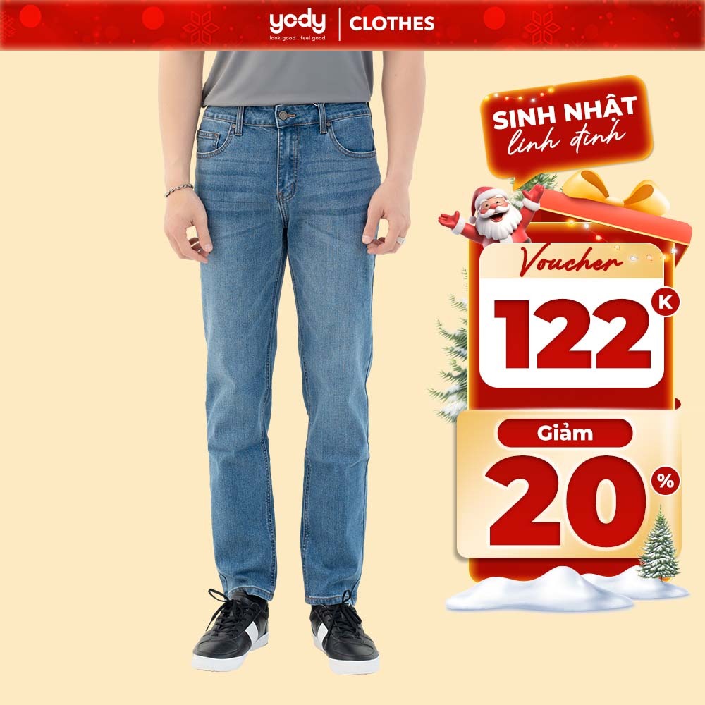 Quần jeans nam thời trang YODY ống suông chuẩn phom co giãn thoáng mát QJM3071