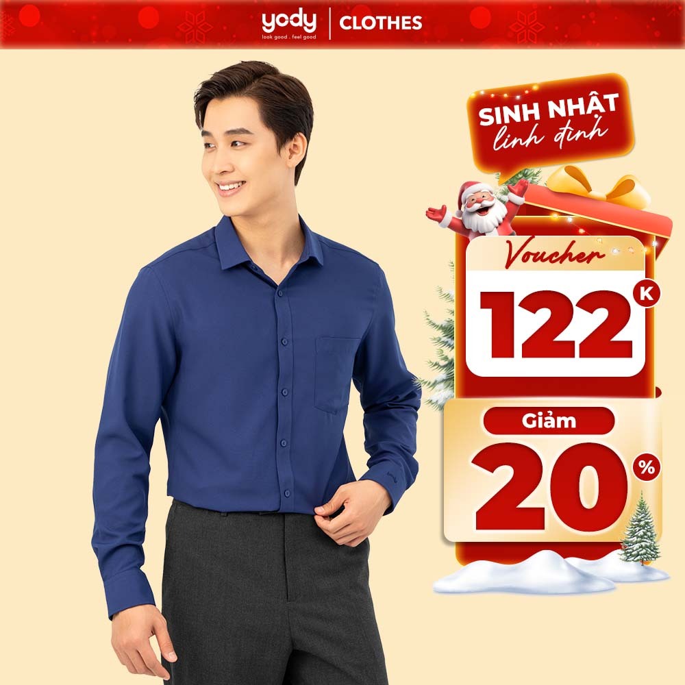 Áo sơ mi nam vải cafe YODY dài tay chuẩn phom công sở nam SMM6017