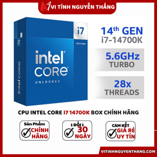 Cpu intel core i7 14700k, i7 14700kf - box công ty box chính hãng