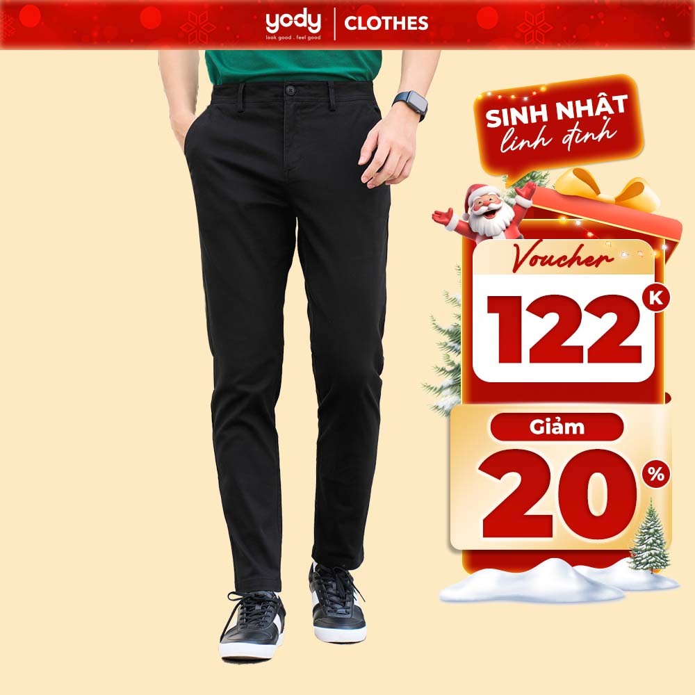 Quần kaki nam basic YODY dáng ôm co giãn tôn dáng giữ phom QKM6007