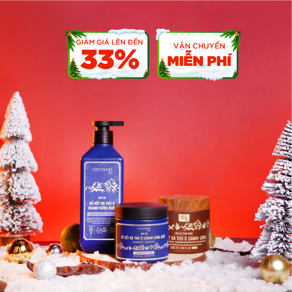 Combo gội xả ủ tóc NamNung chiết xuất thảo dược, giảm gãy rụng, phục hồi tóc hư tổn