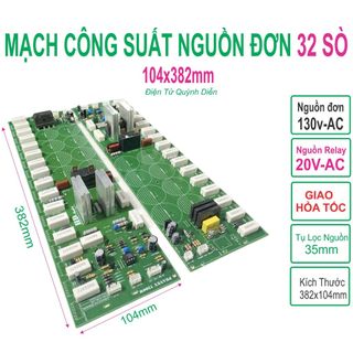 Mạch công suất nguồn đơn 32 sò liền nguồn phíp gỗ, điện áp 105VAC đến 130VAC - Linh Kiện điện tử QUỲNH DIỄN