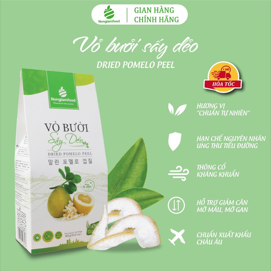 Vỏ bưởi sấy dẻo Nonglamfood | Giảm cân, ăn kiêng hiệu quả, tăng cường đề kháng tự nhiên