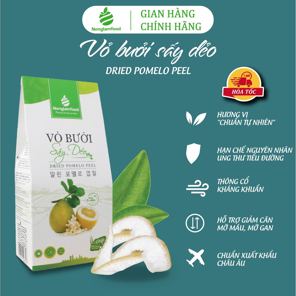 Vỏ bưởi sấy dẻo Nonglamfood | Giảm cân, ăn kiêng hiệu quả, tăng cường đề kháng tự nhiên