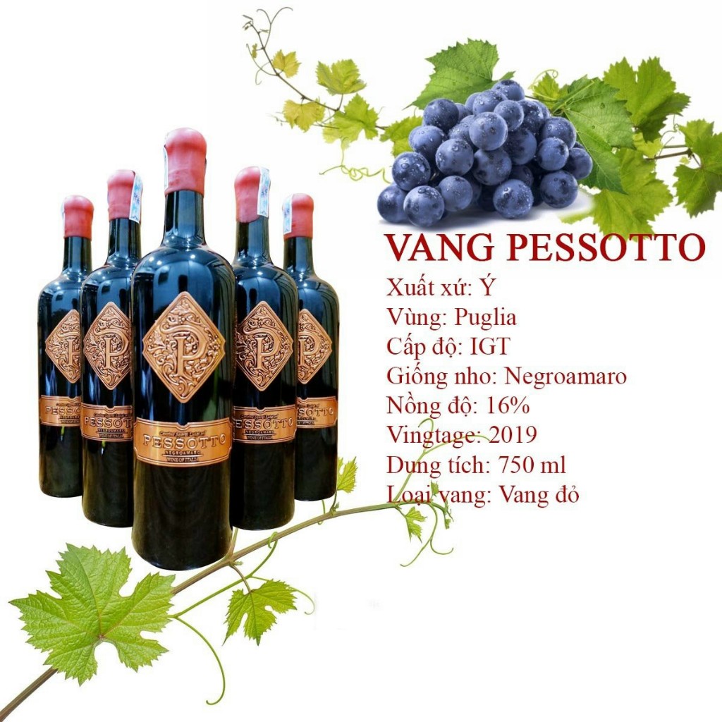 Rượu vang Ý Pessotto Negroamaro