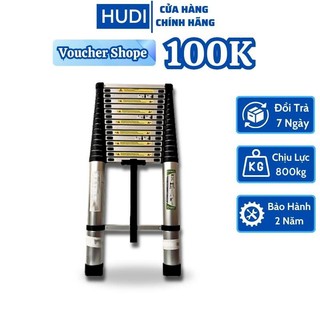 Thang Nhôm Inox Rút Đơn HuDi ( 3,2m - 6m ) Nhập Khẩu Cao Cấp, Ống Thang Dày Dặn Chắc Chắn Chịu Lực Lớn
