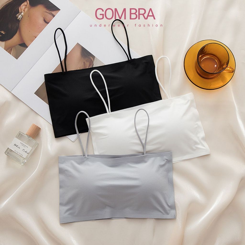 Áo bra nữ đúc su quây 2 dây không gọng GOM BRA trơn màu, nâng ngực tôn vòng một gợi cảm - SA-8881