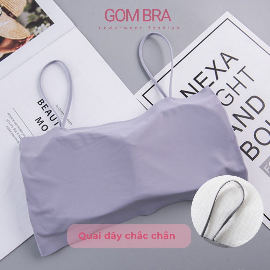 Áo bra nữ đúc su quây 2 dây không gọng GOM BRA trơn màu, nâng ngực tôn vòng một gợi cảm - SA-8881
