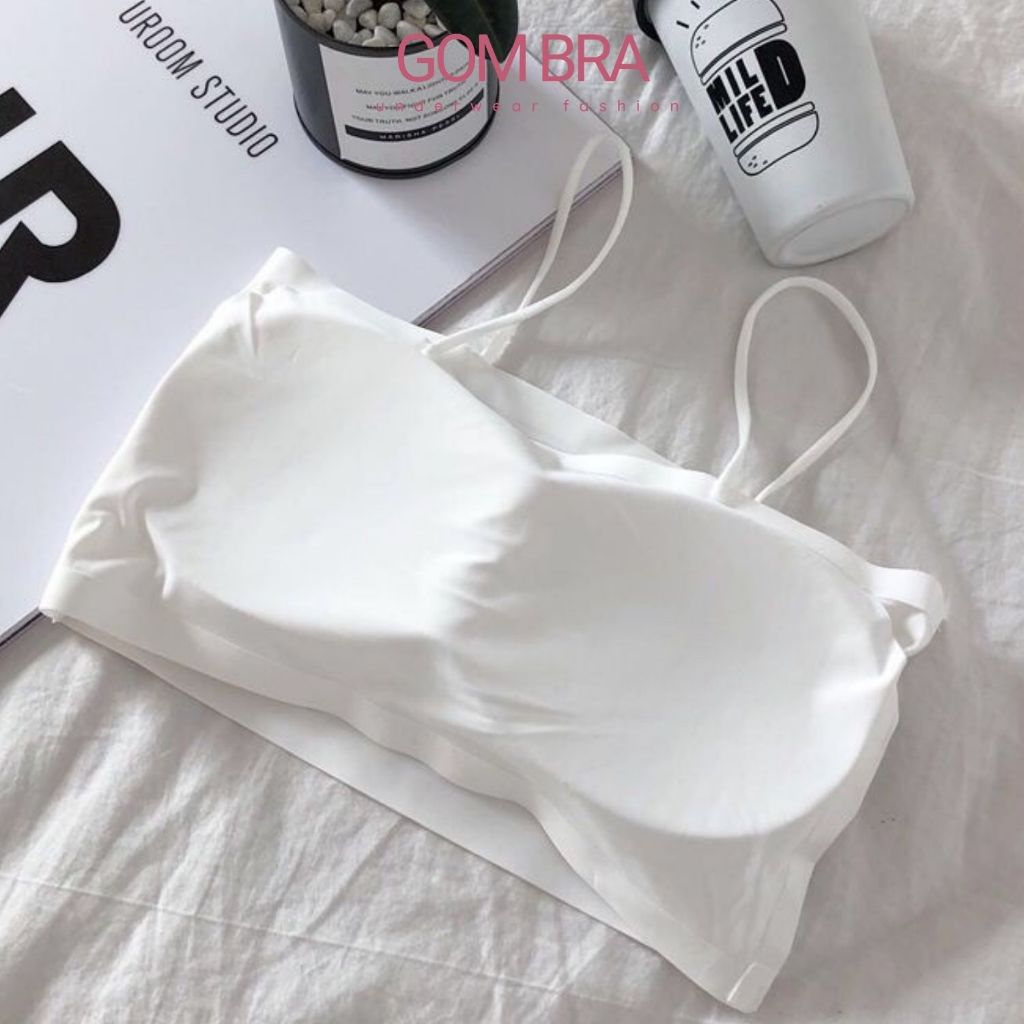 Áo bra nữ đúc su quây 2 dây không gọng GOM BRA trơn màu, nâng ngực tôn vòng một gợi cảm - SA-8881