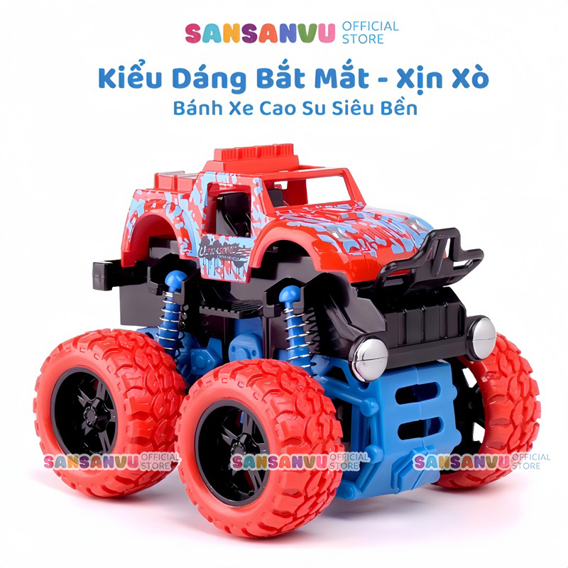 Xe ô tô địa hình quán tính Sansanvu  chạy bánh đà không cần pin siêu khỏe, xe địa hình quán tính dẫn động 4 bánh cho bé