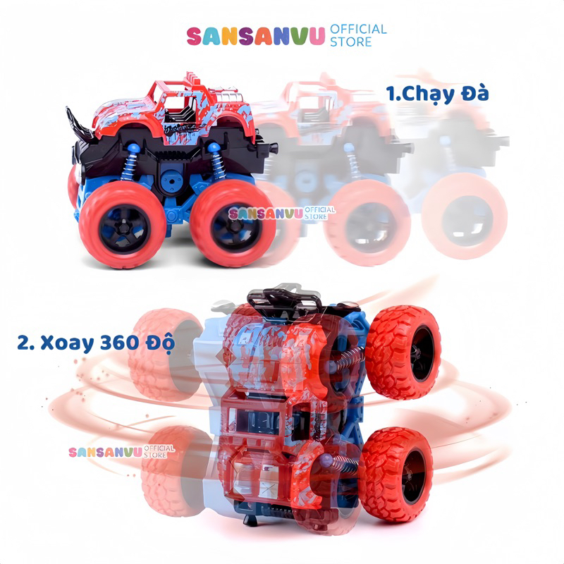 Xe ô tô địa hình quán tính Sansanvu  chạy bánh đà không cần pin siêu khỏe, xe địa hình quán tính dẫn động 4 bánh cho bé