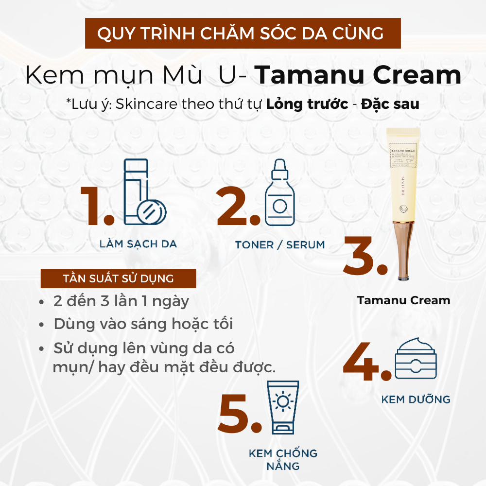 Kem mụn Mù U - Tamanu Cream, Olong Tonner Dr.Luvis giảm mụn, cấp ẩm cho da