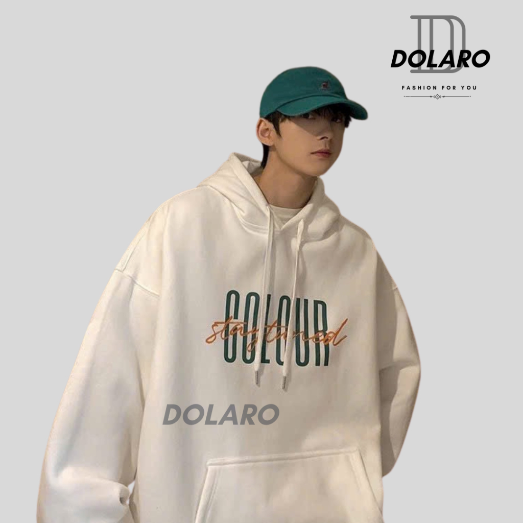 Áo khoác hoodie zip DOLARO trẻ trung vải nỉ bông cao cấp, chất liệu dày dặn kèm hoạt tiết chữ, có tag mác chính hãng