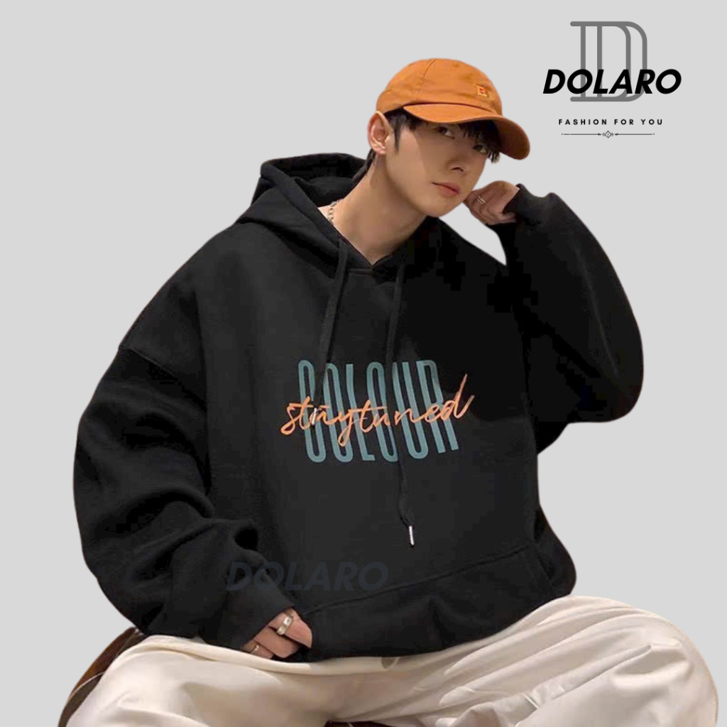 Áo khoác hoodie zip DOLARO trẻ trung vải nỉ bông cao cấp, chất liệu dày dặn kèm hoạt tiết chữ, có tag mác chính hãng