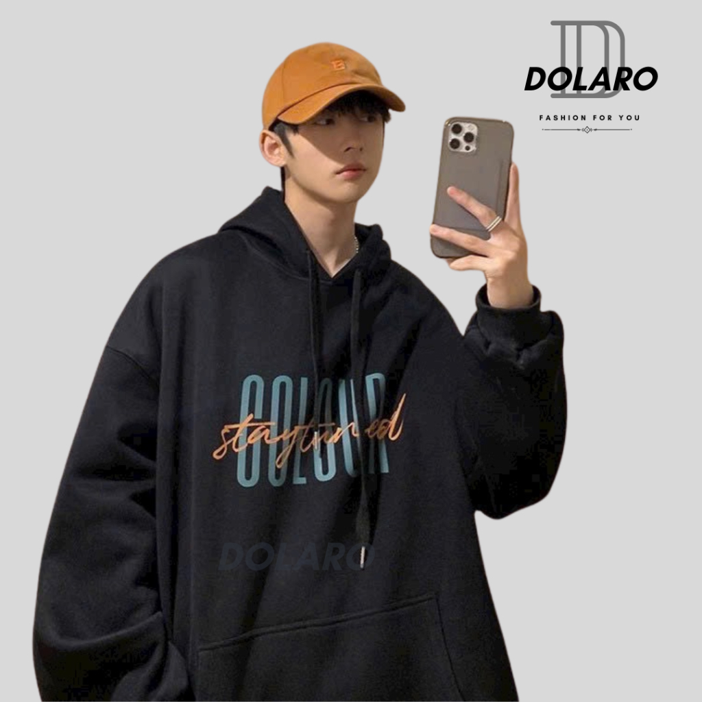 Áo khoác hoodie zip DOLARO trẻ trung vải nỉ bông cao cấp, chất liệu dày dặn kèm hoạt tiết chữ, có tag mác chính hãng