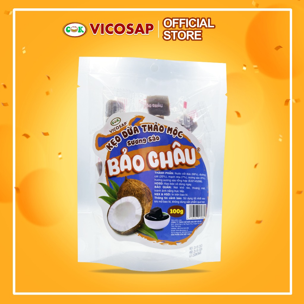 Kẹo Dừa Thảo Mộc Sương Sáo Bảo Châu 100g - Vicosap