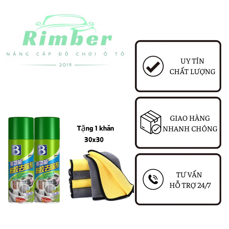 + Tặng khăn, Chai xịt tẩy keo, tẩy ngựa đường BOTNY 450ml chính hãng, tẩy vết keo trên mọi bề mặt