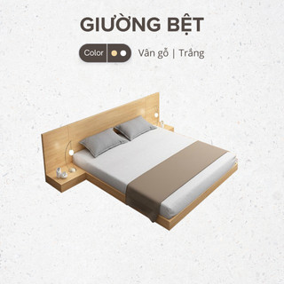 Giường ngủ tatami kèm tab đầu giường kiểu nhật cao 12cm gỗ mdf nhập khẩu ghc-9208