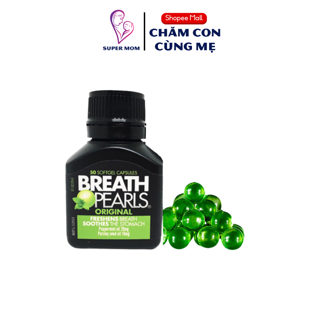 Viên uống hỗ trợ thơm miệng Breath Pearls Úc hộp 50 viên