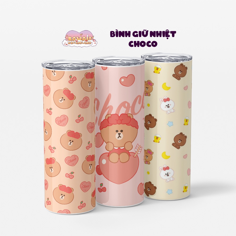 Bình giữ nhiệt cute hình Choco Line Friends - Cốc giữ nhiệt cute hình Choco Line Friends - 600ml - Inox 304
