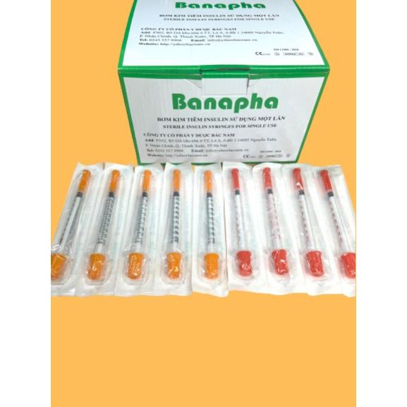Bơm Kim Tiêm Insulin Banapha Bơm Tiêm Tiểu Đường 1ml 3ml 5ml ( hộp 100 cái)