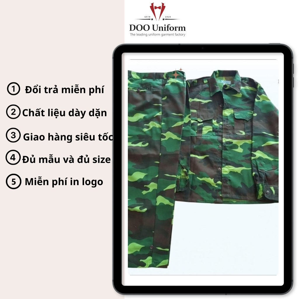 Quần áo bảo hộ lao động vải kaki v21 dày dẹp, bền bỉ, vải cotton thoáng mát, mang thương hiệu Doo uniform