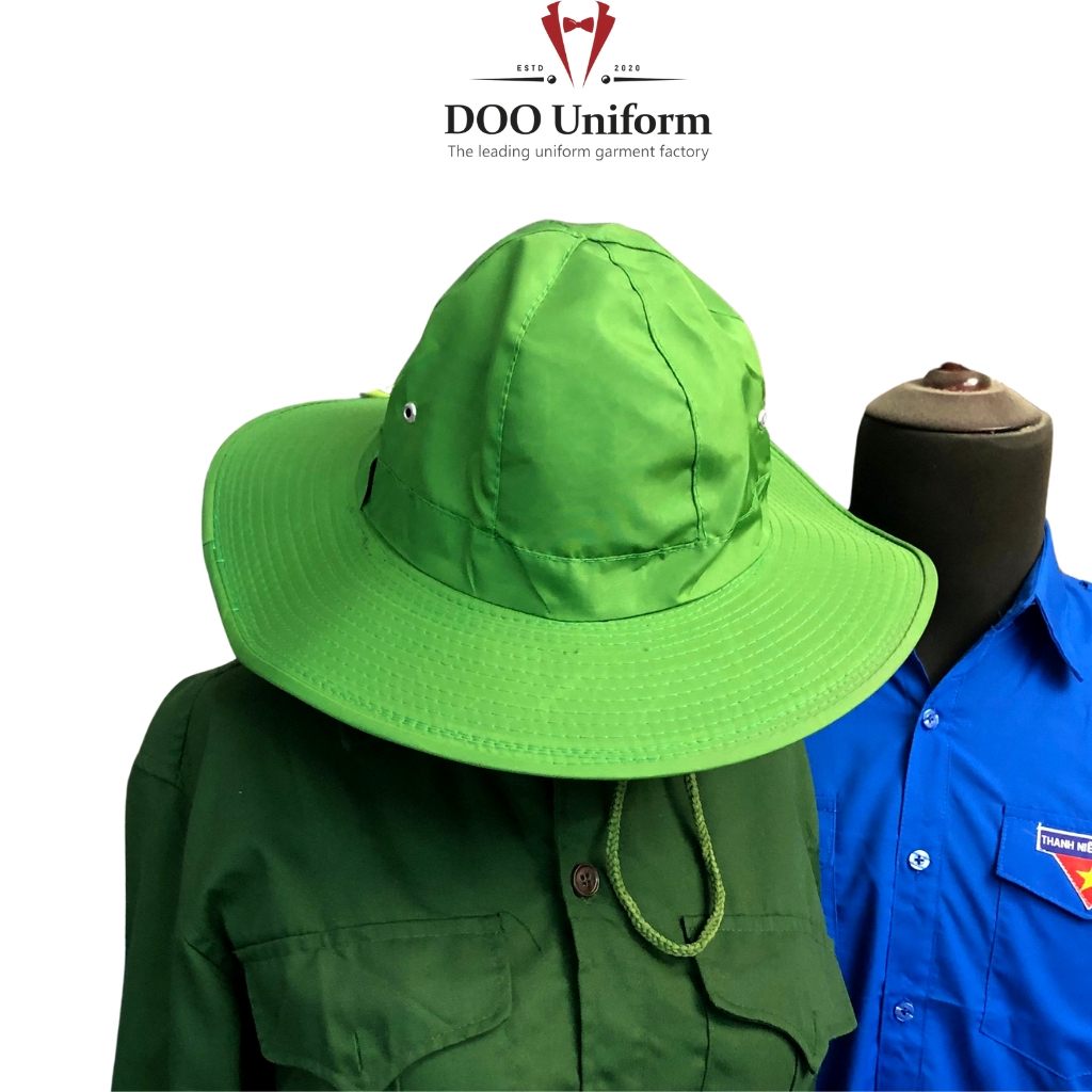 Combo 2 bộ tăng 1 mũ tai bèo quần áo dụng cụ học tập, bảo hộ lao động vải kaki màu xanh lá loại đẹp