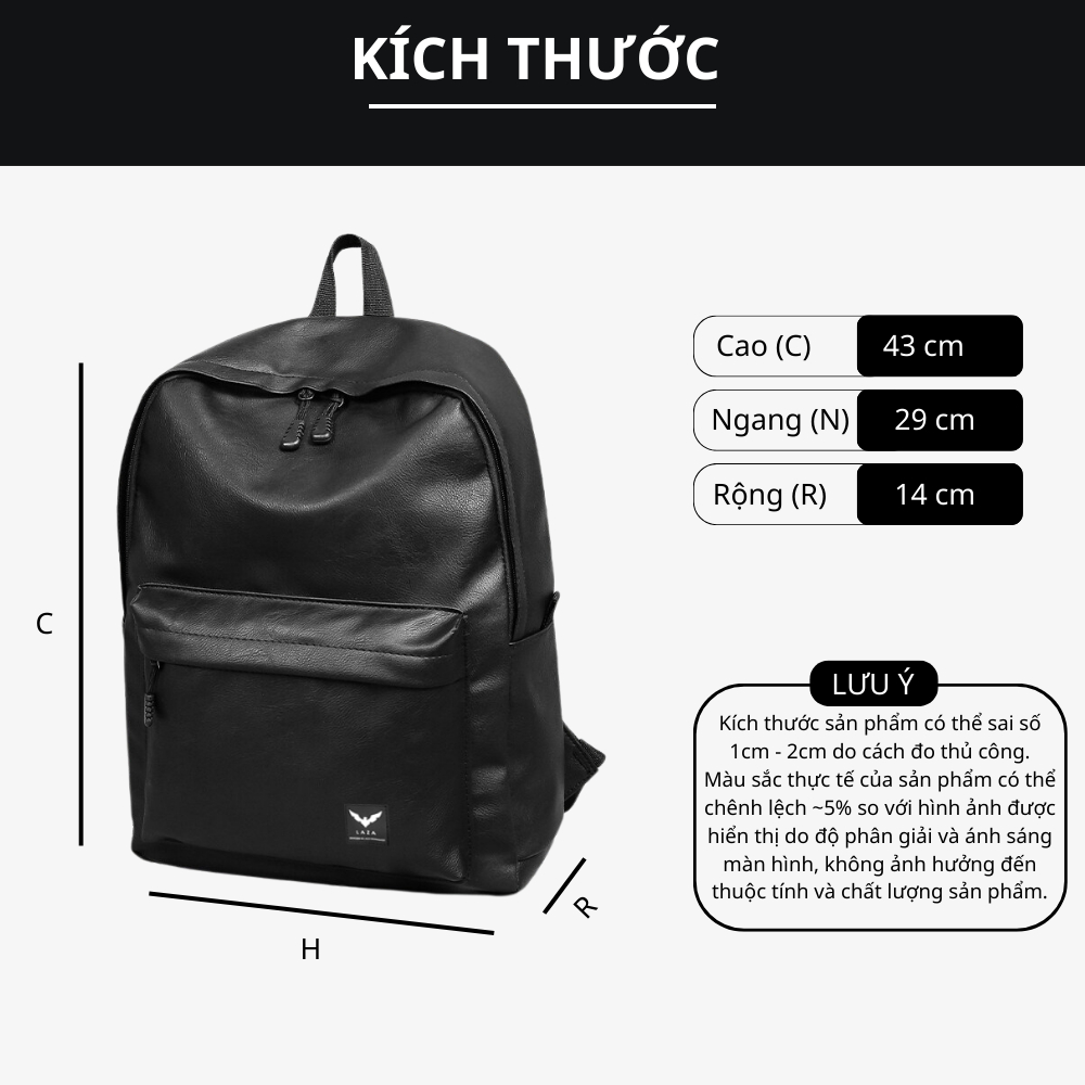 Balo laptop da PU nhập khẩu Organ Backpack 499 - chống thấm nước - Thương hiệu LAZA