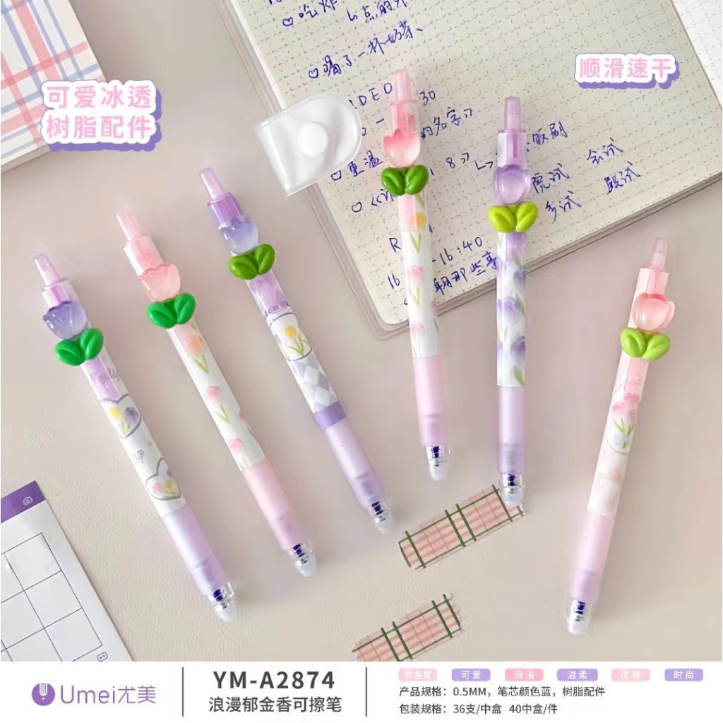 Bút Bi Nước Mực Gel Bút Mực Đen Ngòi 0.5mm In Họa Tiết Hoa Xinh Xắn- Tiệm Bút Nhà SHIORI